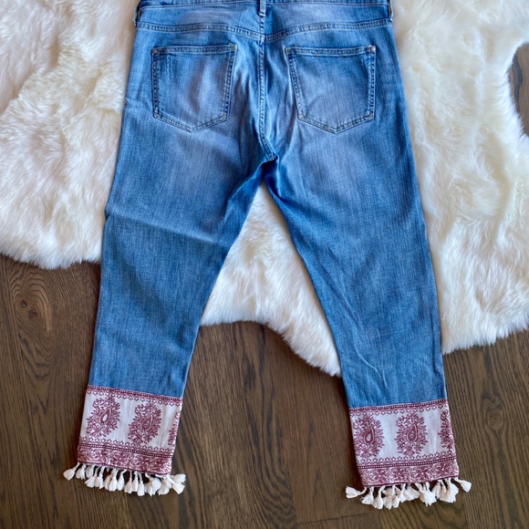 Anthropologie Pilcro and The Letterpress Hyphen Tassel Cropped Jeans Size 30 - Picture 4 of 7